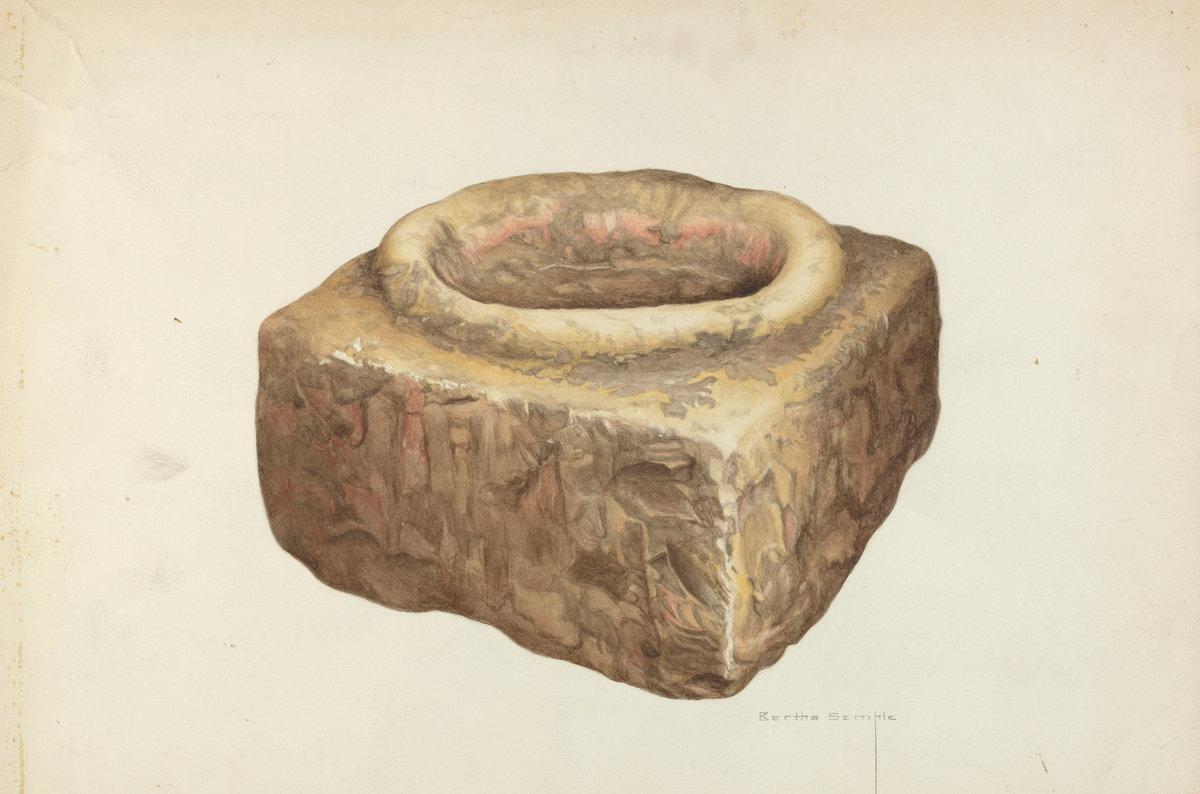 Bertha Semple:Sandstone Holy Water Font,16x12"(A3) Poster