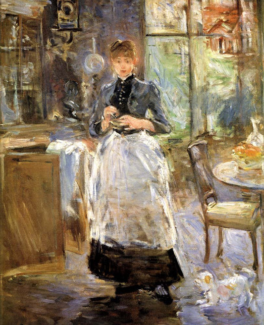 Berthe Morisot Dans la Salle a manger PEINTURE HUILE SUR TOILE by Berthe Morisot, 1884, vintage art, modern poster print