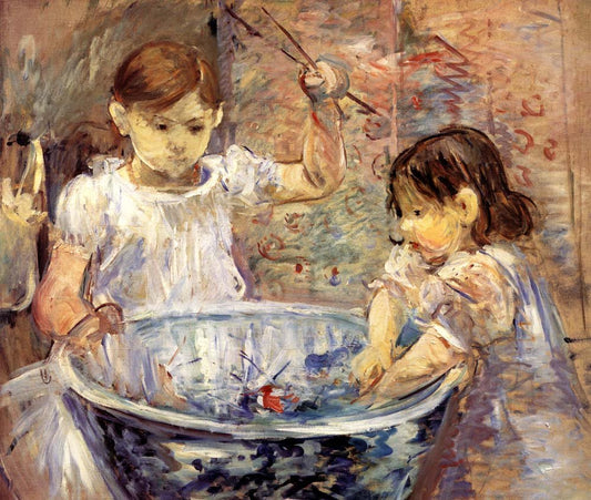 Berthe Morisot Enfants a la vasque, 1886, vintage art, modern poster print
