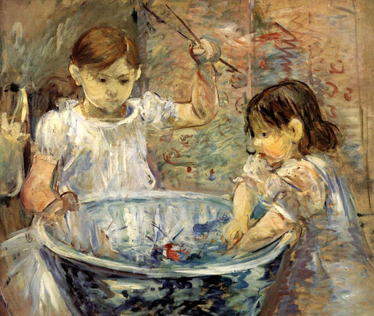 Berthe Morisot Enfants a la vasque PEINTURE HUILE SUR TOILE by Berthe Morisot, 1886, vintage art, modern poster print