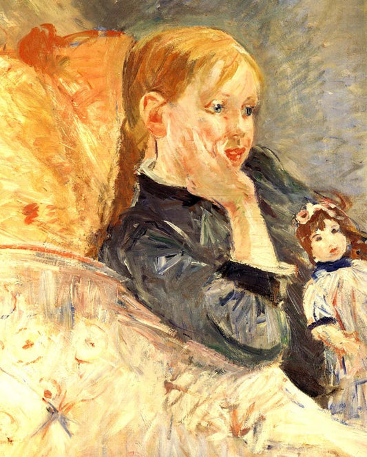 Berthe Morisot Fillette a la poupee Detail, 1886, vintage art, modern poster print