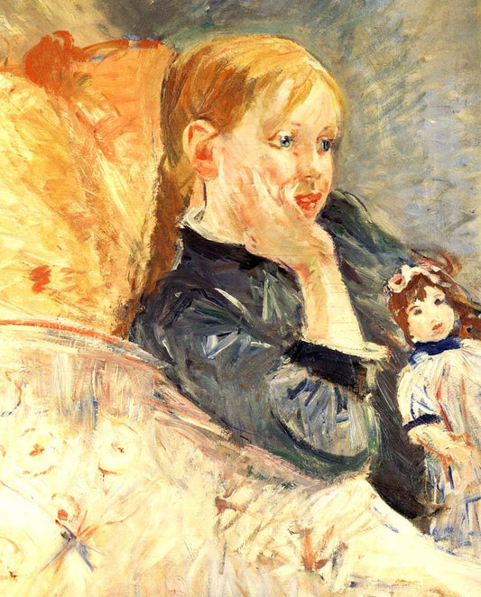 Berthe Morisot Fillette a la poupee Detail PEINTURE Detail by Berthe Morisot, 1886, vintage art, modern poster print