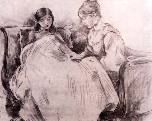 Berthe Morisot La Broderie DESSIN, 1889, vintage art, modern poster print