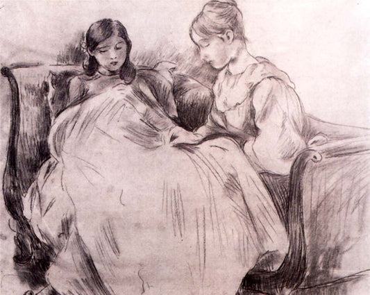 Berthe Morisot La Broderie DESSIN Crayon sur papier by Berthe Morisot, 1889, vintage art, modern poster print