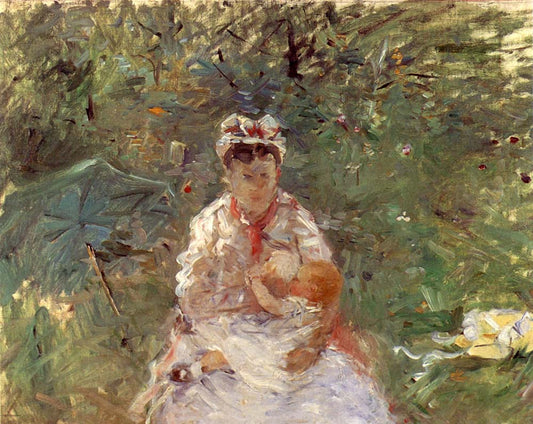 Berthe Morisot - La Nourrice Angele allaitant Julie Manet, 1880, vintage art, modern poster print