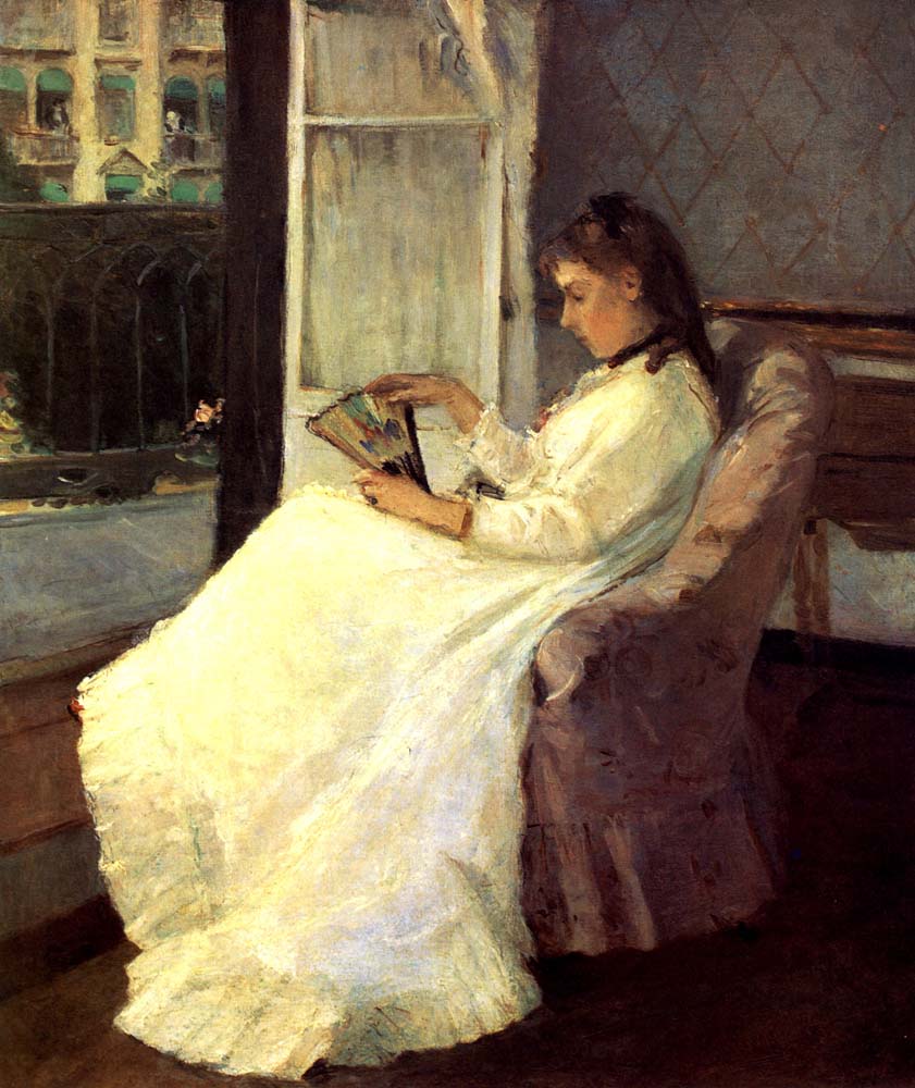 Berthe Morisot - La Soeur de Artiste a la fenetre, 1869, vintage art, modern poster print