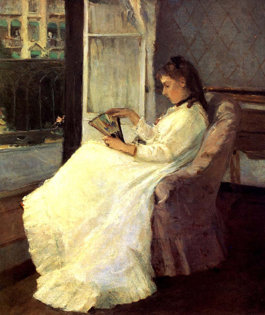 Berthe Morisot - La Soeur de Artiste a la fenetre, 1869, vintage art, modern poster print