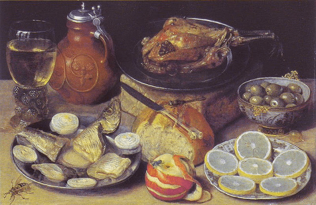 Big Supper Still Life, vintage artwork by Georg Flegel, A3 (16x12") Poster Print