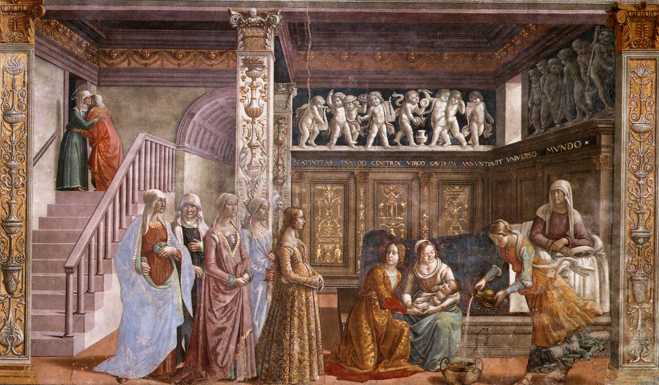 Birth of Mary, vintage artwork by Domenico Ghirlandaio, A3 (16x12") Poster Print