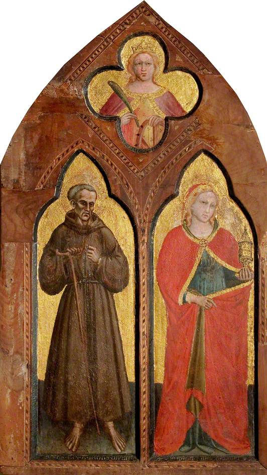 Blessed Gerard of Villamagna and Saint Mary Magdalen with Catherine of Alexandria, vintage artwork by Spinello Aretino, 12x8" (A4) Poster