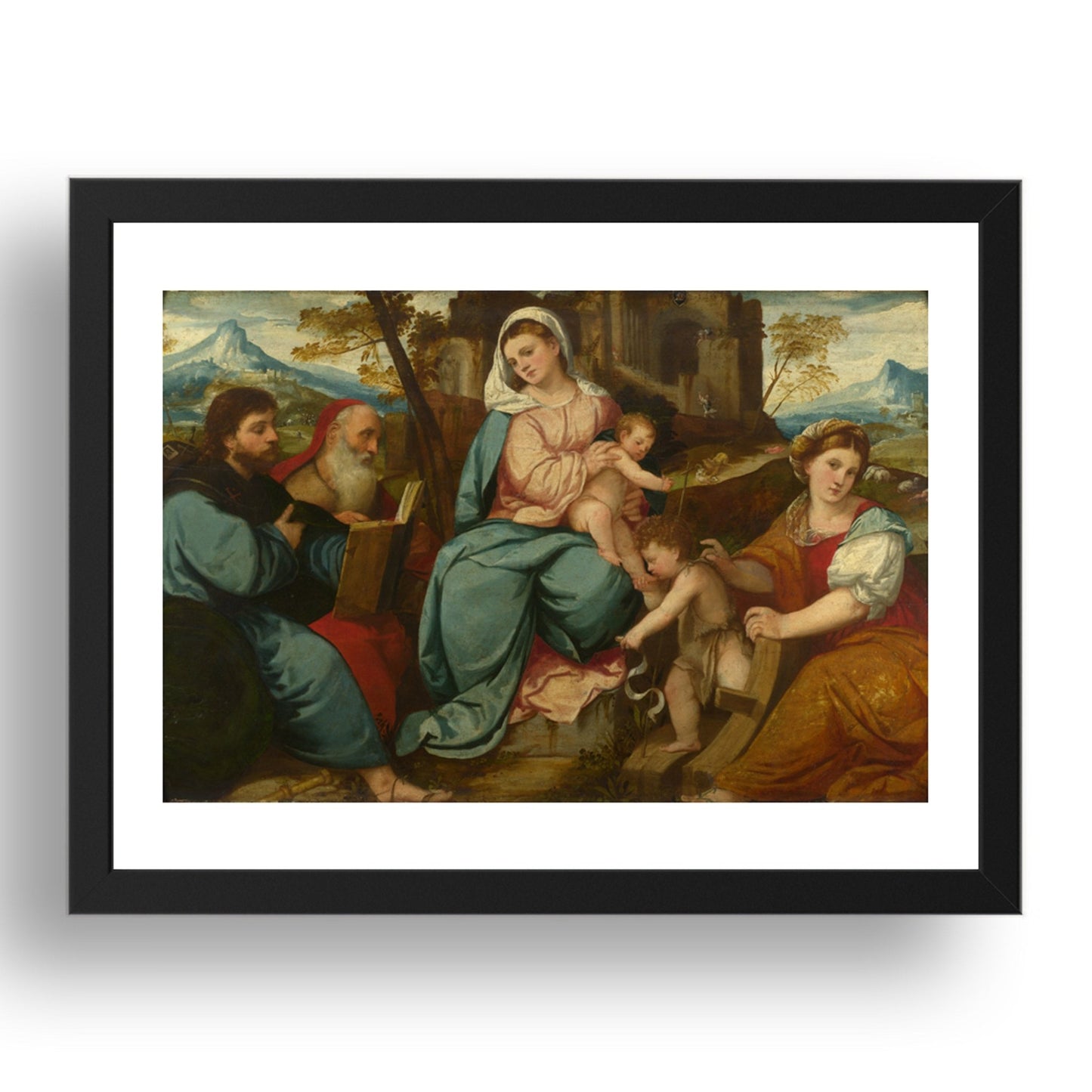 Bonifazio di Pitati: The Madonna and Child with Saints, Poster in 17x13"(A3) Frame