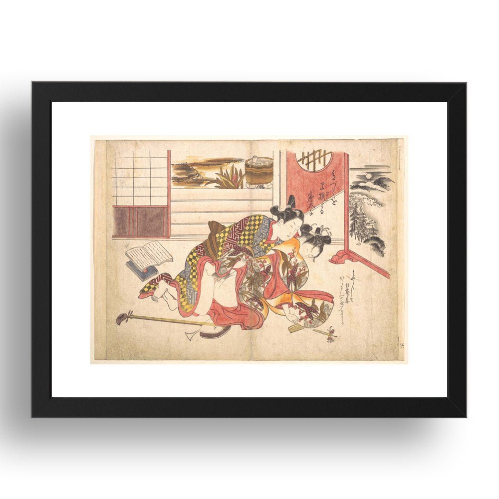 book comb musical, Graphic Erotic ukiyo-e Japanese Shunga, classic artwork in 17x13"(A3) Frame