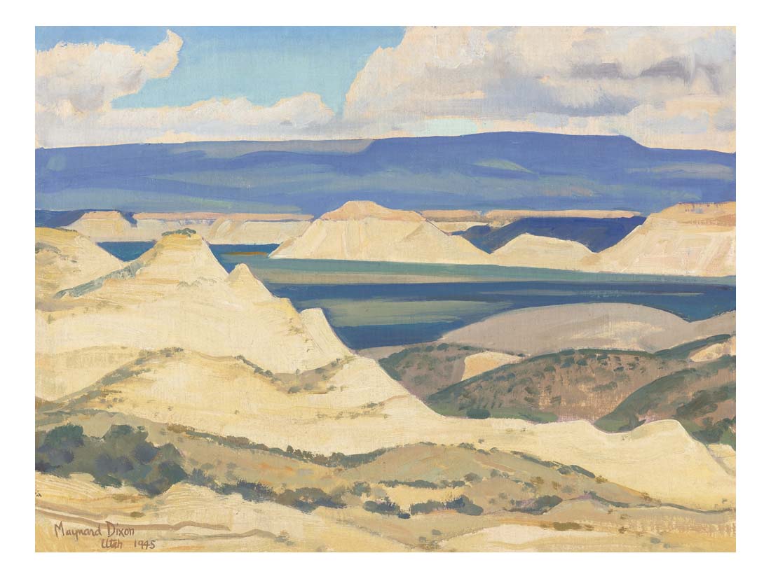 boulder valley Classic Vintage Landscape by Maynard Dixon, Classic American Western Art, 16x12" (A3) Poster Print