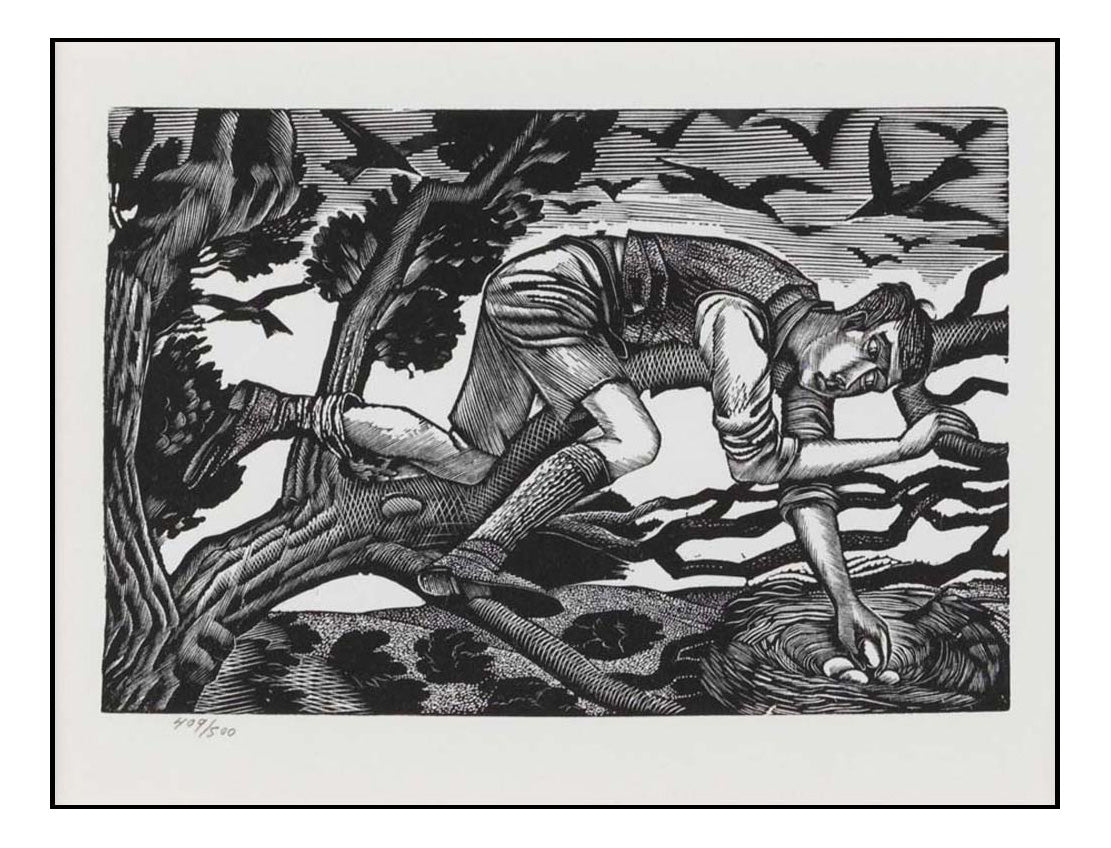 Boy Bird-nesting c1927 by Eric Ravilious, vintage art, A3 (16x12") Poster Print