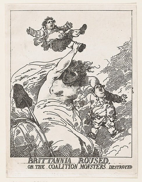Britannia Roused or the Coalition Monsters Destroyed February, vintage art, A3 (16x12") Poster Print