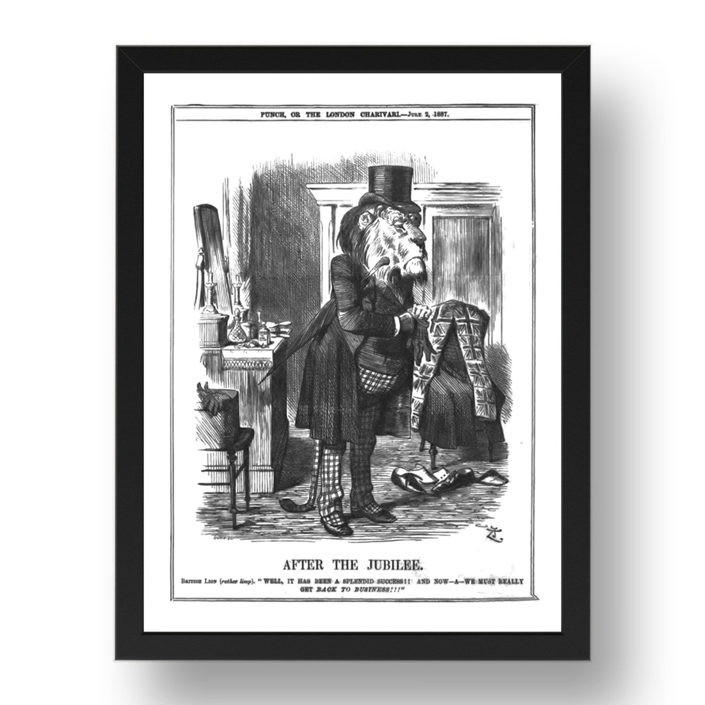 British Lion Union Jack After Queen Victoria%27s Jubilee 1887 A4, vintage historic poster in 17x13"(A3) Frame