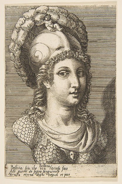 Bust of Bellona c1531–76-Giulio Bonasone , vintage art, A3 (16x12") Poster Print