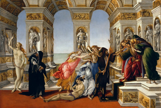 Calumny of Apelles by Sandro Botticelli, vintage art, modern poster print