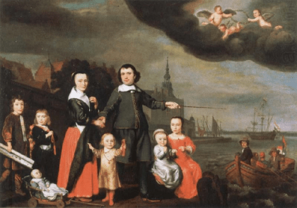Captain Job Jansz Cuyter and His Family by Nicolaes Maes, vintage art, modern poster print