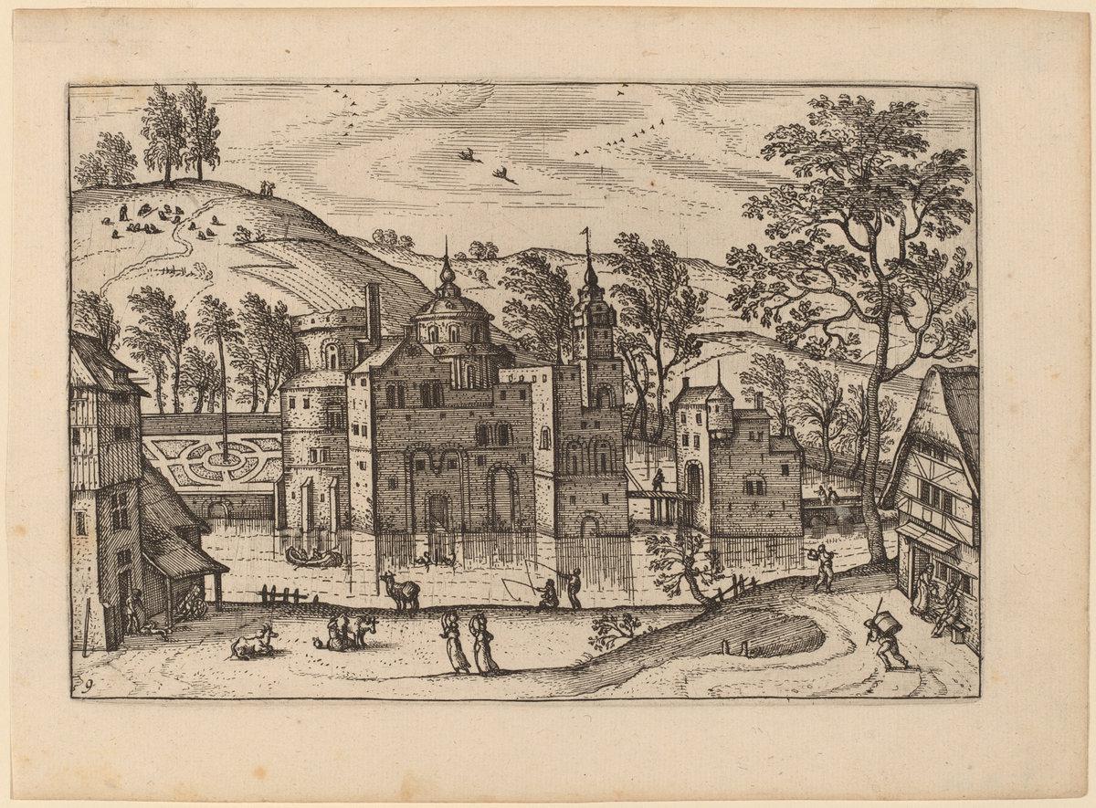 Carel Collaert:Castle with a Moat,16x12"(A3) Poster