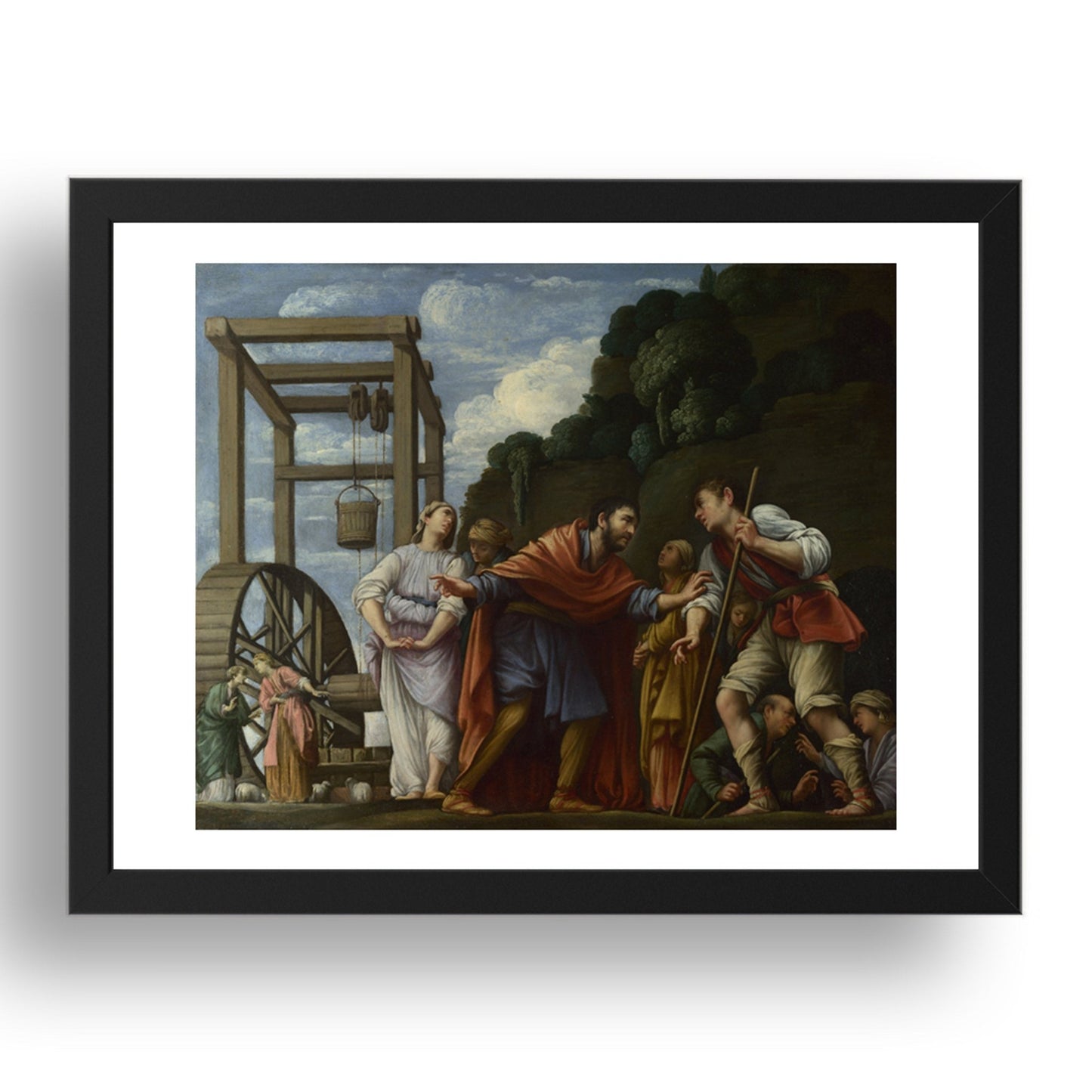 Carlo Saraceni: Moses defending the Daughters of Jethro, Poster in 17x13"(A3) Frame