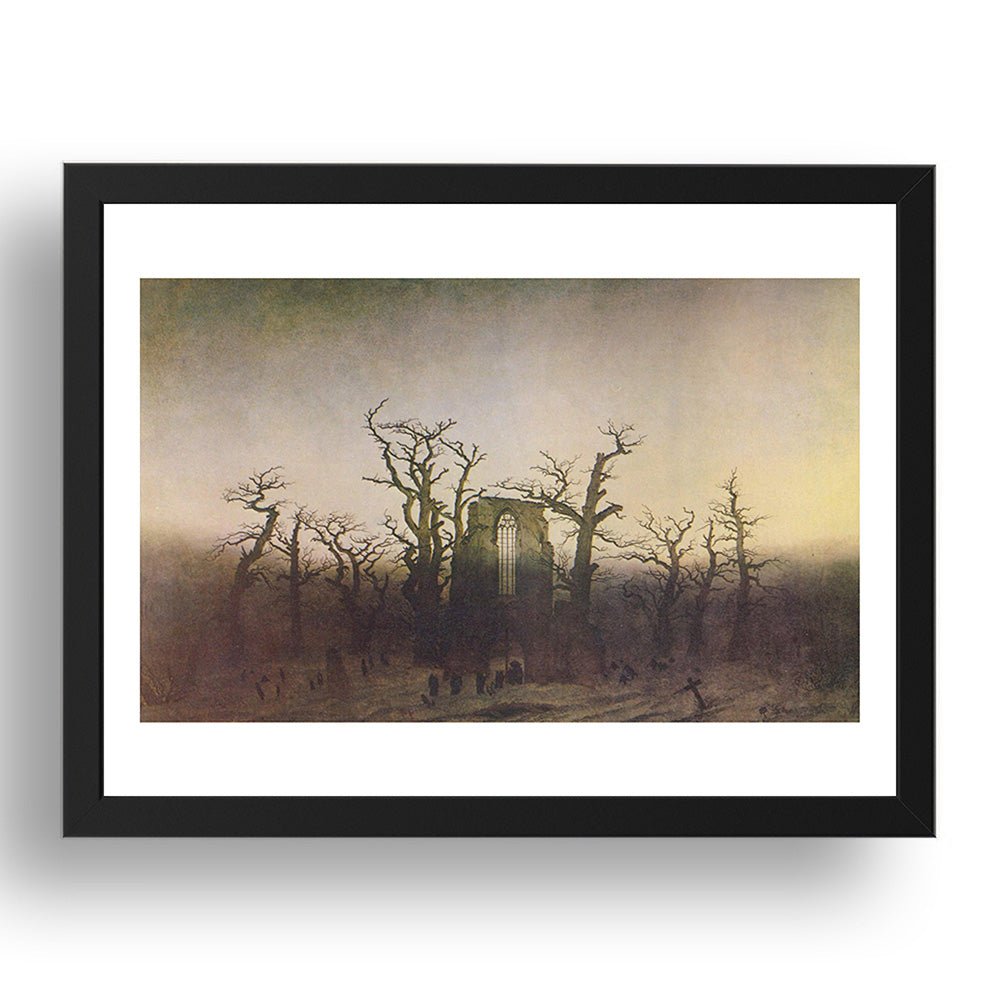 Caspar David Friedrich - The Abbey In The Oakwood, vintage artwork in A3 (17x13") Black Frame
