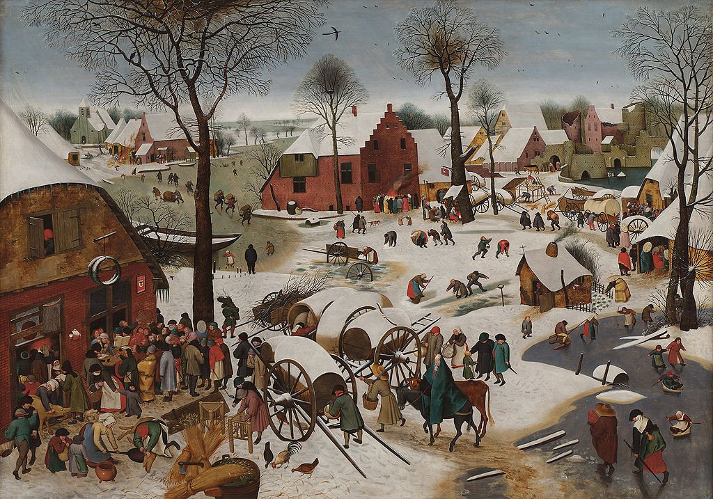 Census at Bethlehem, vintage artwork by Pieter Brueghel the Younger, A3 (16x12") Poster Print