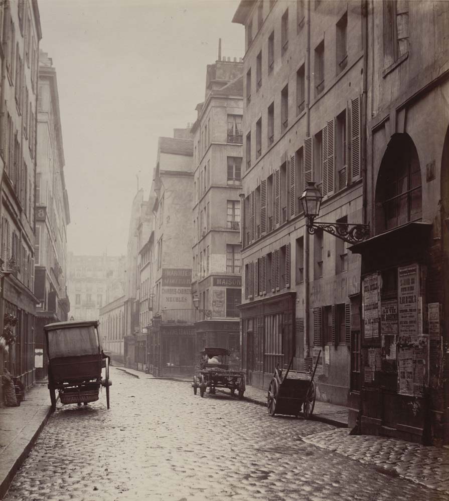 Charles Marville - Rue du Cygne Rue Mondatour, vintage historic photograph, modern poster print