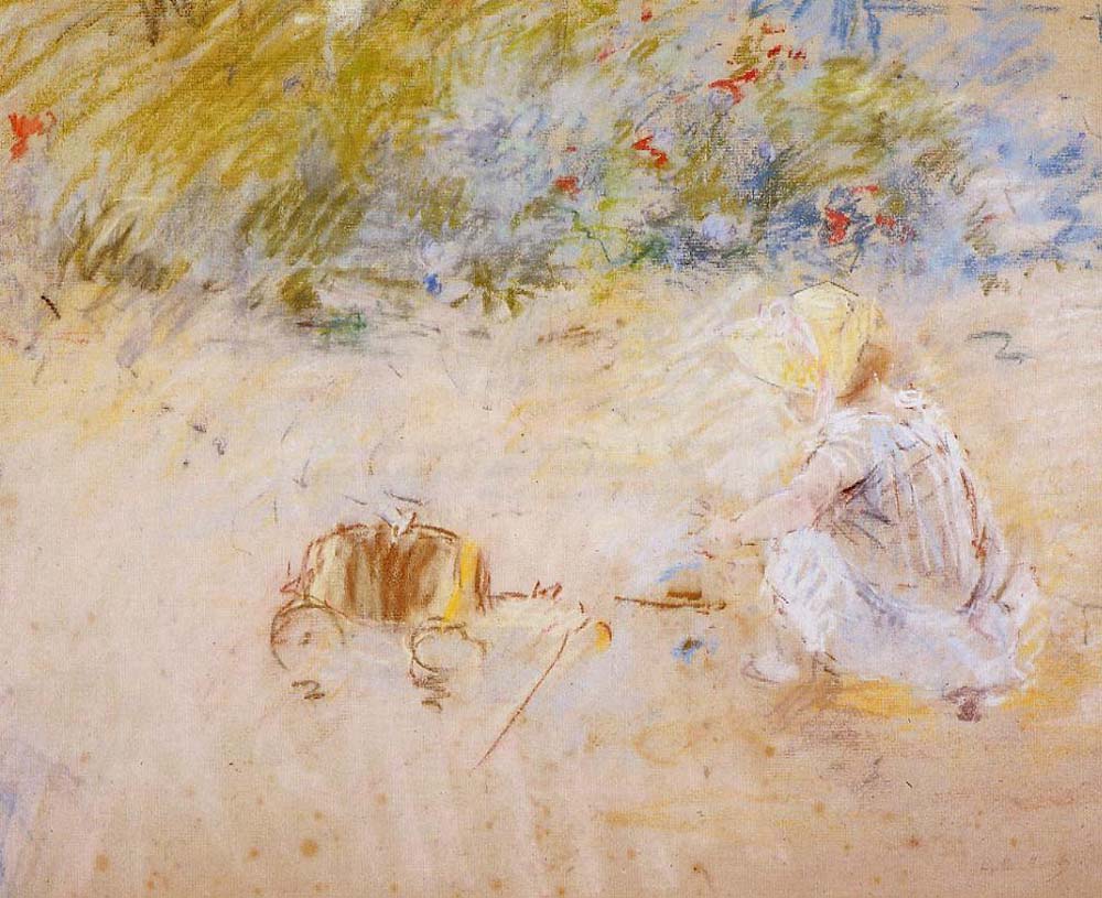 Child Playing in the Garden - 1882 - by Berthe Morisot, vintage art, modern poster print