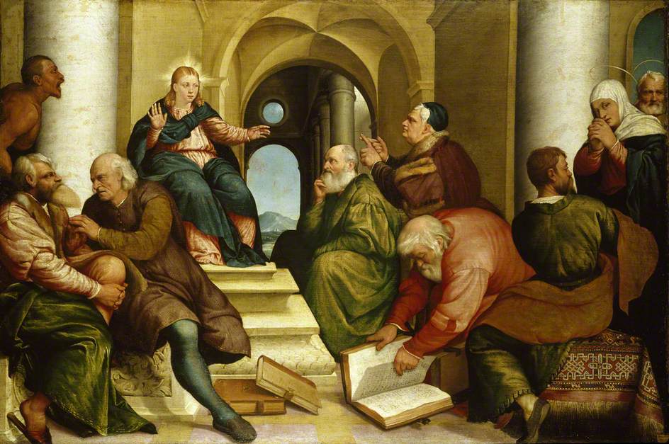Christ Among the Doctors, vintage artwork by Jacopo Bassano, A3 (16x12") Poster Print