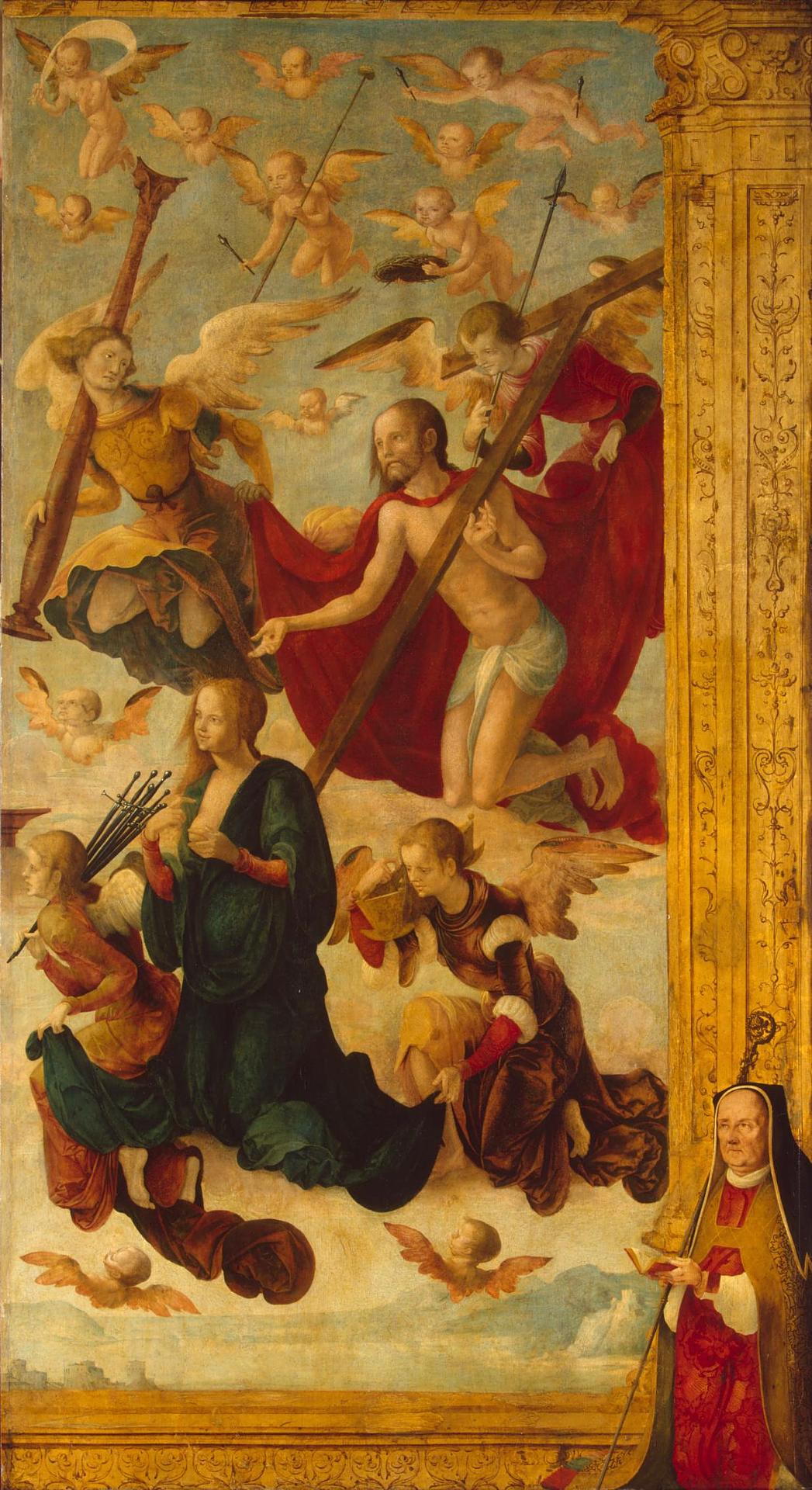 Christ and Mary before God the Father, vintage artwork by Attributed to Hans Süss von Kulmbach, A3 (16x12") Poster Print