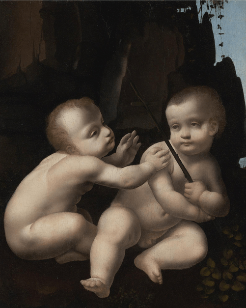 Christ and St. John the Baptist, vintage artwork by Marco d' Oggiono, A3 (16x12") Poster Print