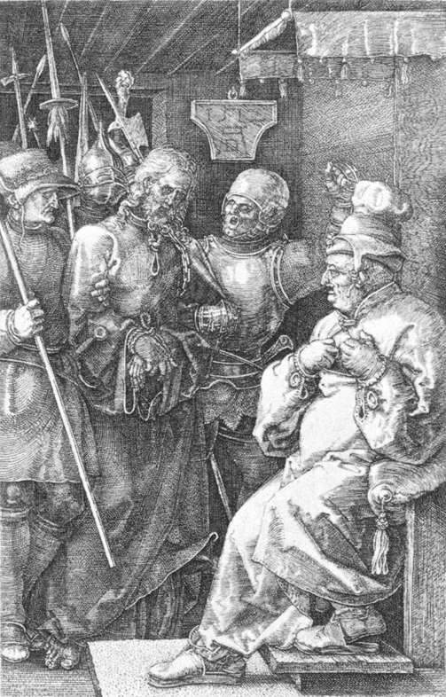Christ before Caiaphas (No. 4), vintage artwork by Albrecht Dürer, A3 (16x12") Poster Print