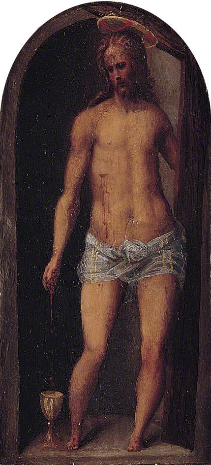 Christ (centre panel of triptych), vintage artwork by Domenico Beccafumi, A3 (16x12") Poster Print