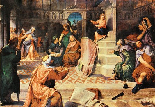 Christ Disputing in the Temple, vintage artwork by Paris Bordone, A3 (16x12") Poster Print
