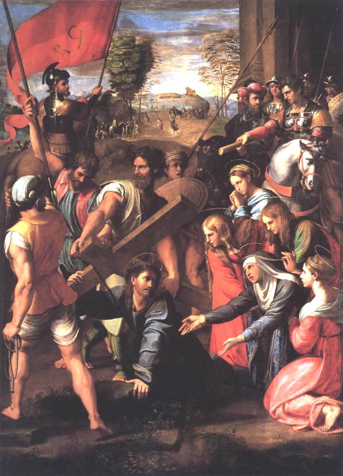 Christ Falls on the Way to Calvary, vintage artwork by Raphael, A3 (16x12") Poster Print