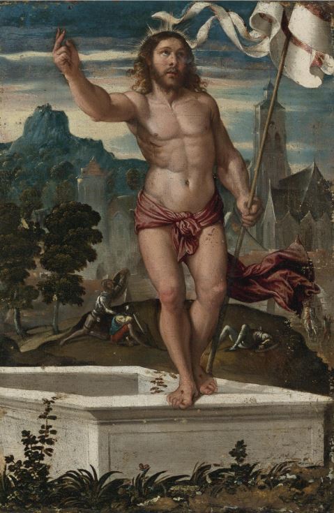 Christ Rising from the Tomb, vintage artwork by Girolamo da Santa Croce, A3 (16x12") Poster Print