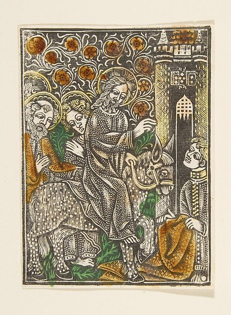 Christ's Entry into Jerusalem 15th cent-Anonymous, German, 15t, vintage art, A3 (16x12") Poster Print