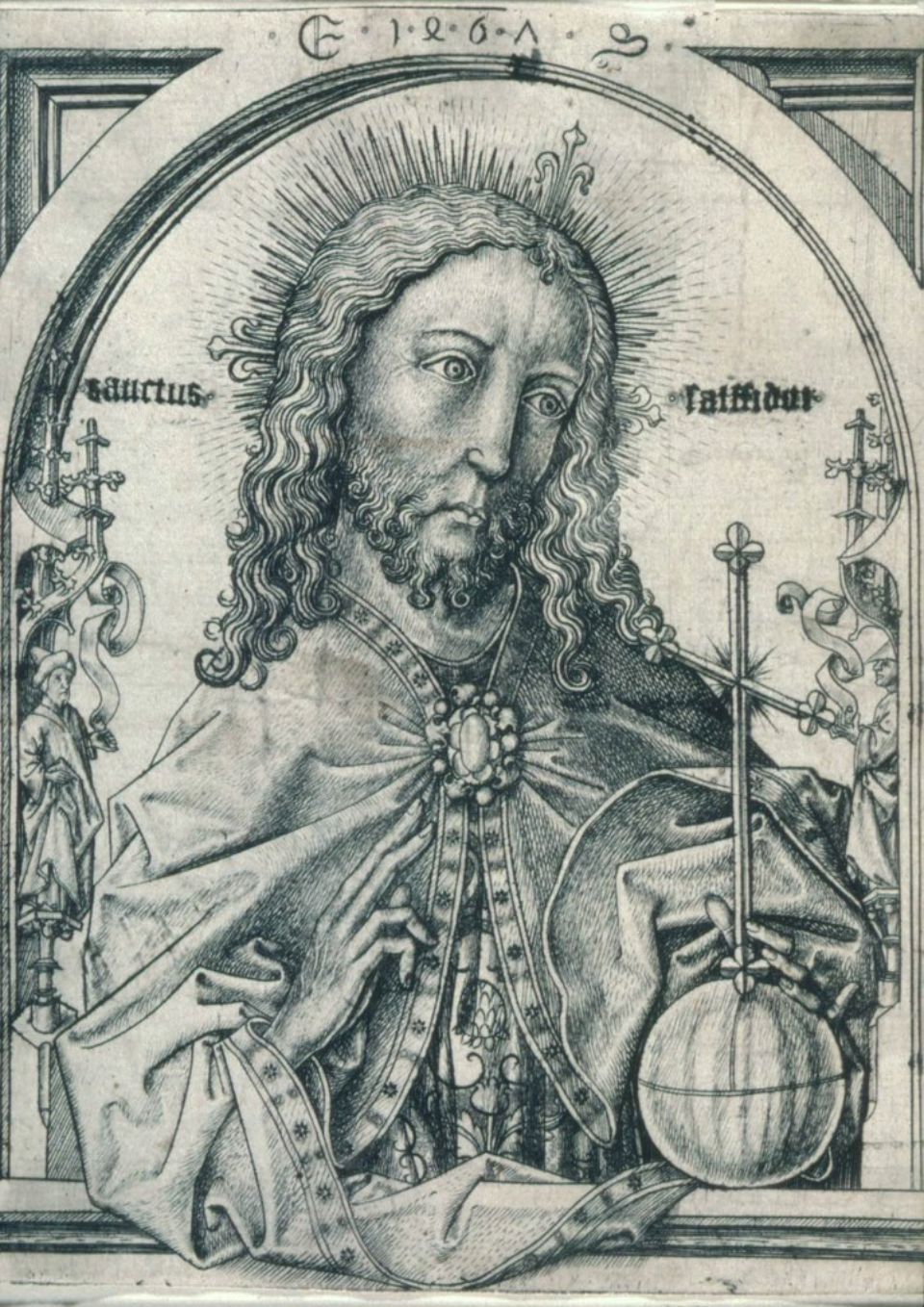 Christus salvateur, vintage artwork by Master E.S., A3 (16x12") Poster Print
