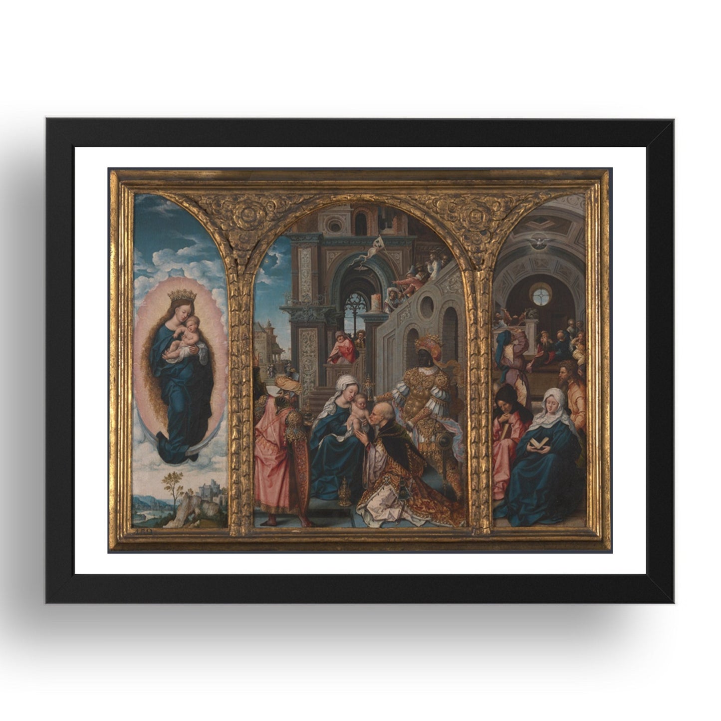 Circle of Jan Gossaert: The Adoration of the Kings, Poster in 17x13"(A3) Frame