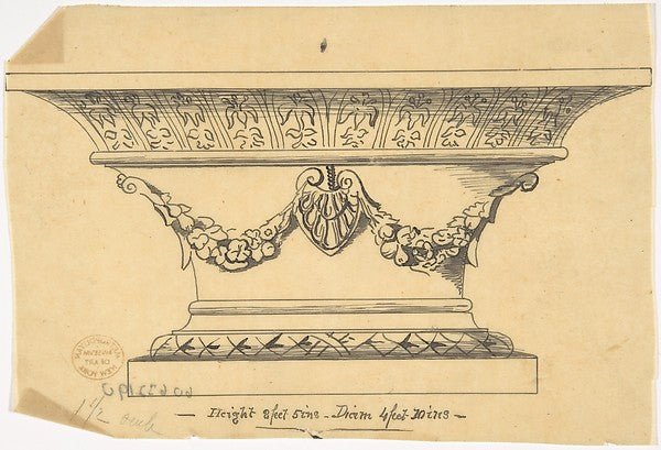 Classical pedestal 19th cent-Anonymous, British, 19th cent, vintage art, A3 (16x12") Poster Print