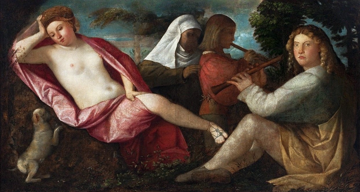 Concert champêtre, vintage artwork by Giovanni Cariani, A3 (16x12") Poster Print