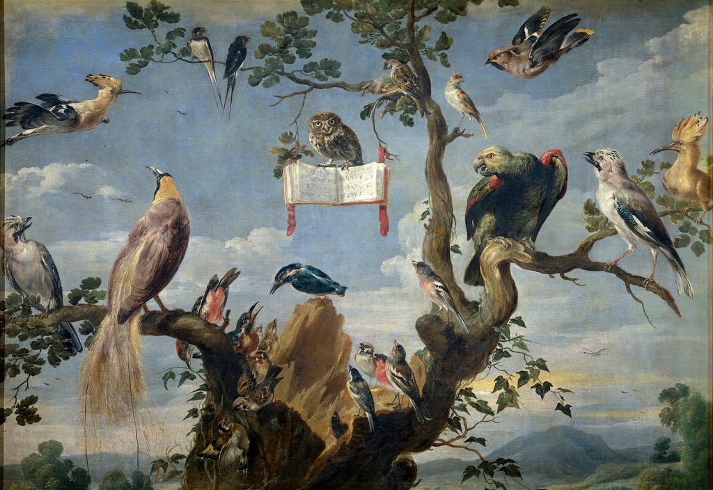 Concert of Birds (II), vintage artwork by Frans Snyders, 12x8" (A4) Poster