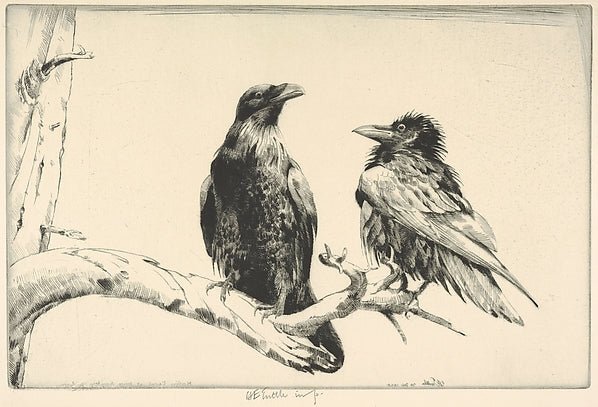 Conversation Piece - Ravens 1934-Henry Emerson Tuttle , vintage art, A3 (16x12") Poster Print