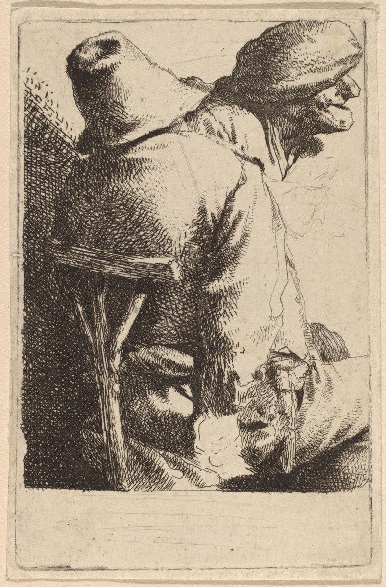 Cornelis Bega:The Seated Peasant and His Wife,16x12"(A3) Poster