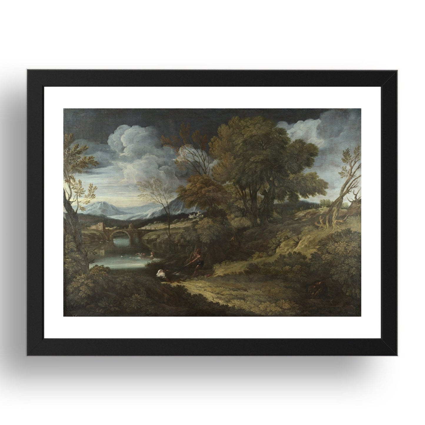 Crescenzio Onofri: Landscape with Fishermen, Poster in 17x13"(A3) Frame