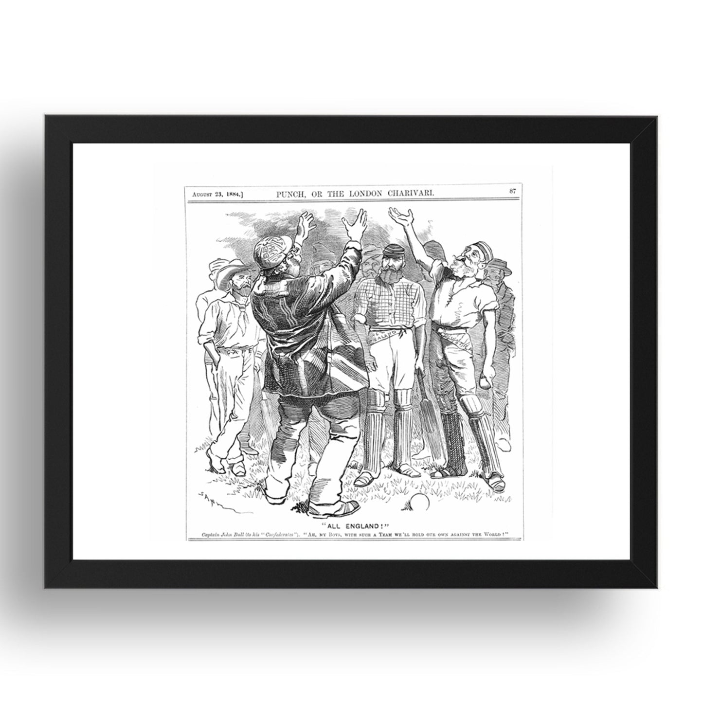 Cricket 1884, vintage historic poster in 17x13"(A3) Frame