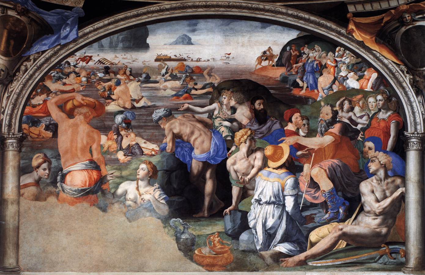 Crossing of the Red Sea, vintage artwork by Agnolo Bronzino, A3 (16x12") Poster Print