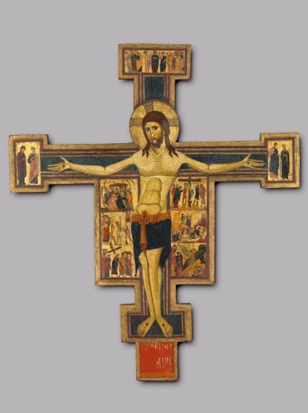 Crucifix with Scenes of the Passion, vintage artwork by Italian School 13th Century Unknown, 12x8" (A4) Poster