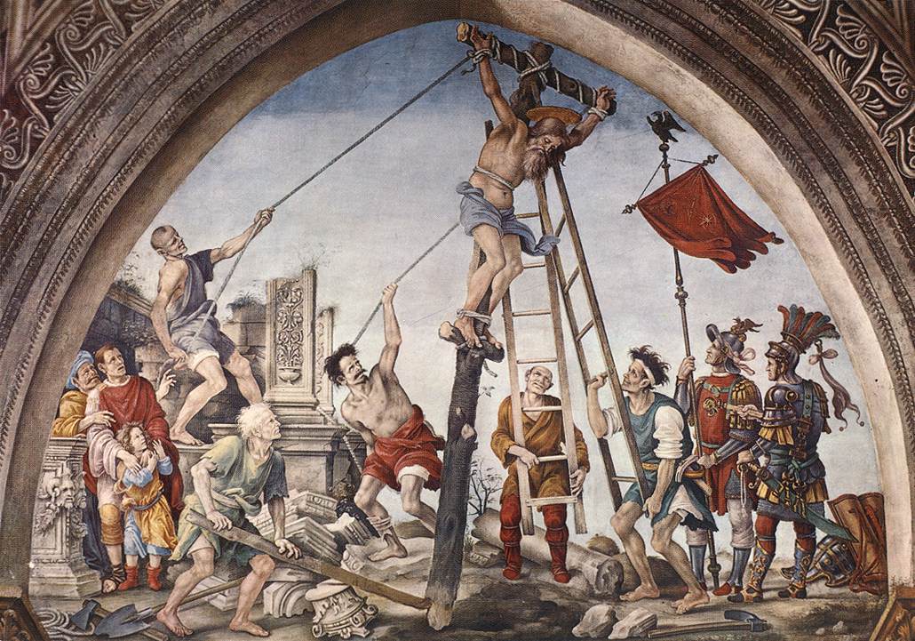 Crucifixion of St Philip (Cappella Filippo Strozzi), vintage artwork by Filippino Lippi, A3 (16x12") Poster Print